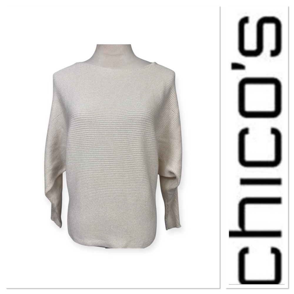 Chico’s dolman sleeve sweater with subtle sparkle size 1-medium/8